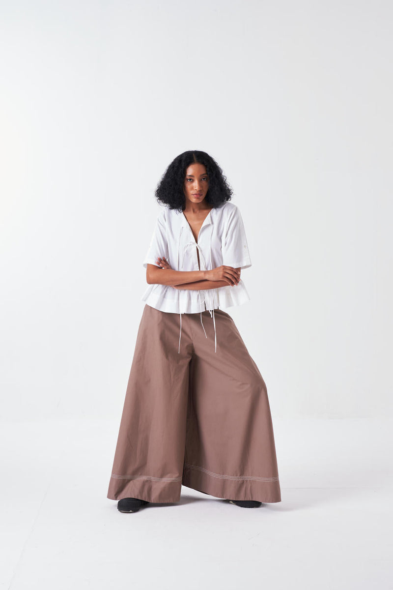 FRONT TIE TOP-WHITE poplin by THREE for women Worldwide