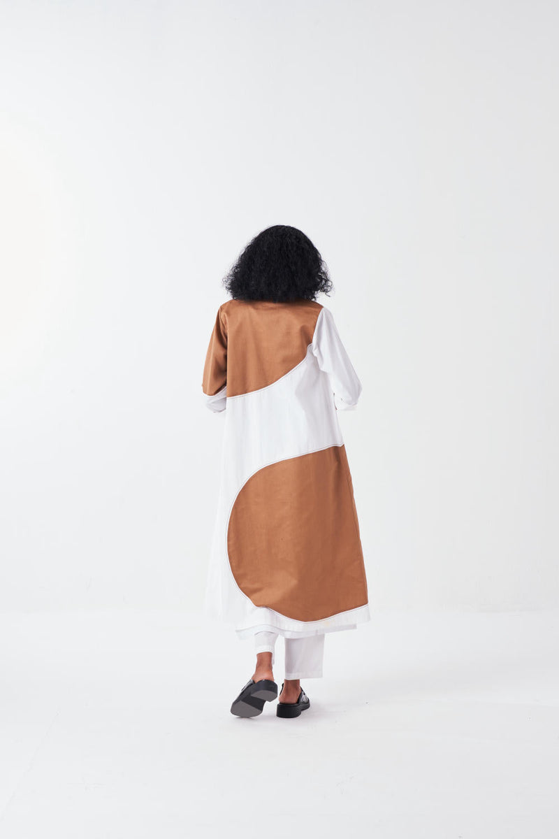 MOON JACKET CO-ORD-SAND & WHITE (SET OF 3) poplin by THREE for women Worldwide