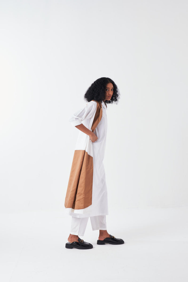 MOON JACKET CO-ORD-SAND & WHITE (SET OF 3) poplin by THREE for women Worldwide