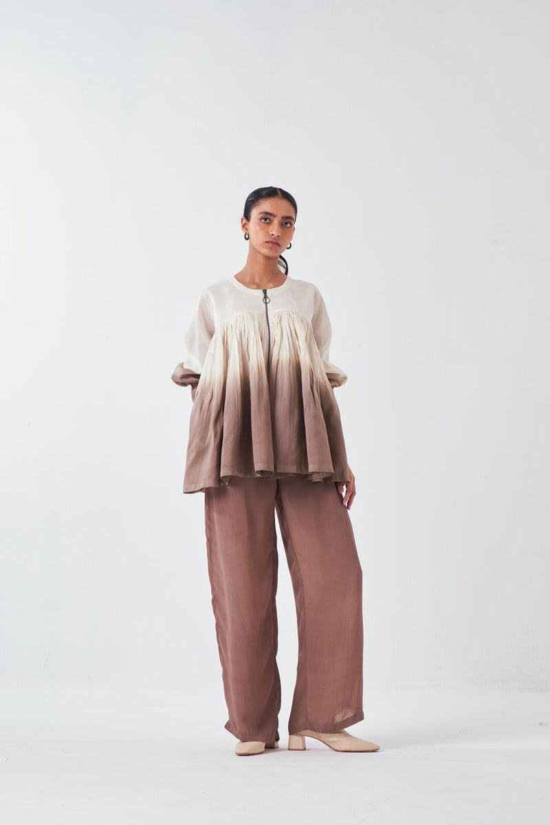 DIP DYE TOP-IVORY/CEADR poplin by THREE for women Worldwide