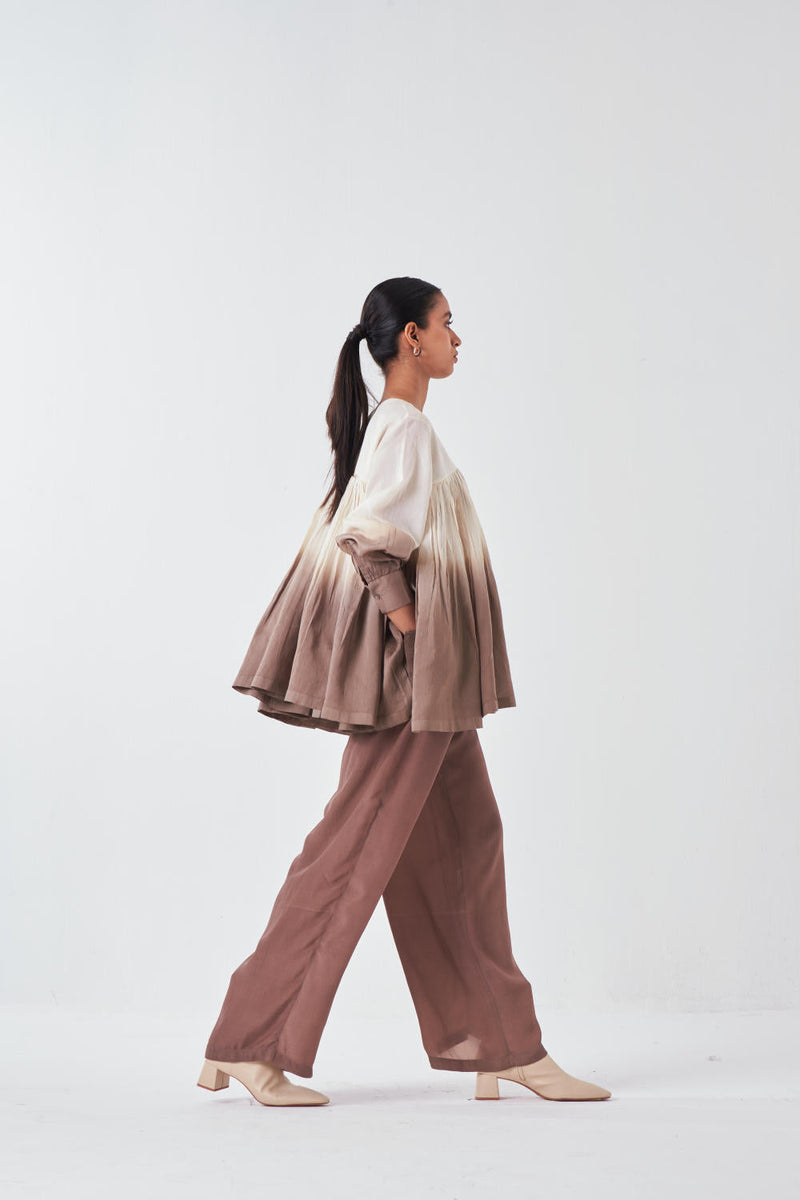 DIP DYE TOP-IVORY/CEADR poplin by THREE for women Worldwide