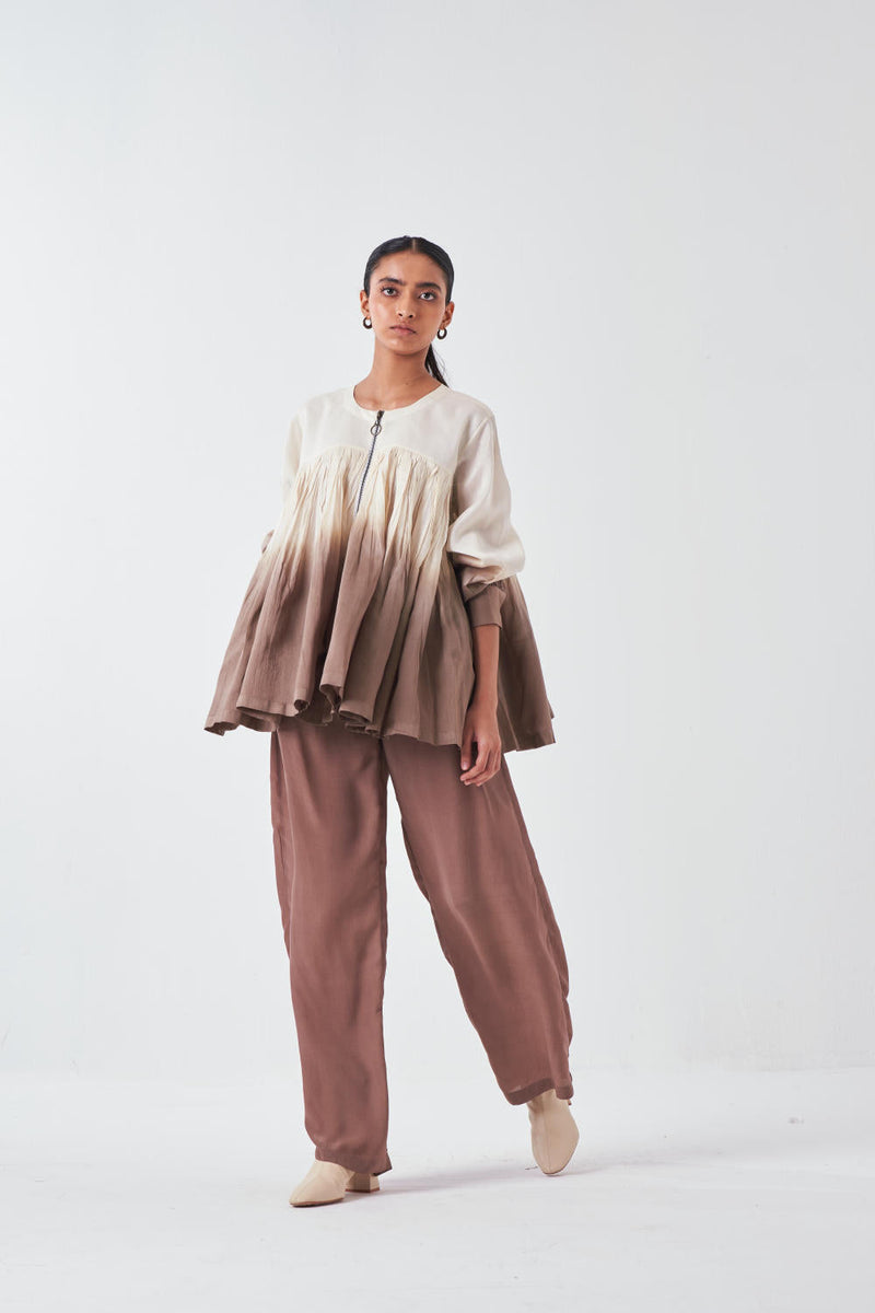 DIP DYE TOP-IVORY/CEADR poplin by THREE for women Worldwide