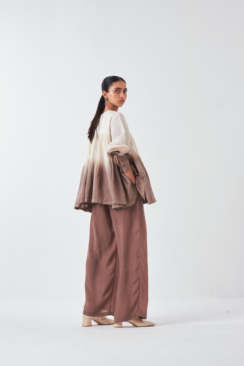 DIP DYE TOP-IVORY/CEADR poplin by THREE for women Worldwide