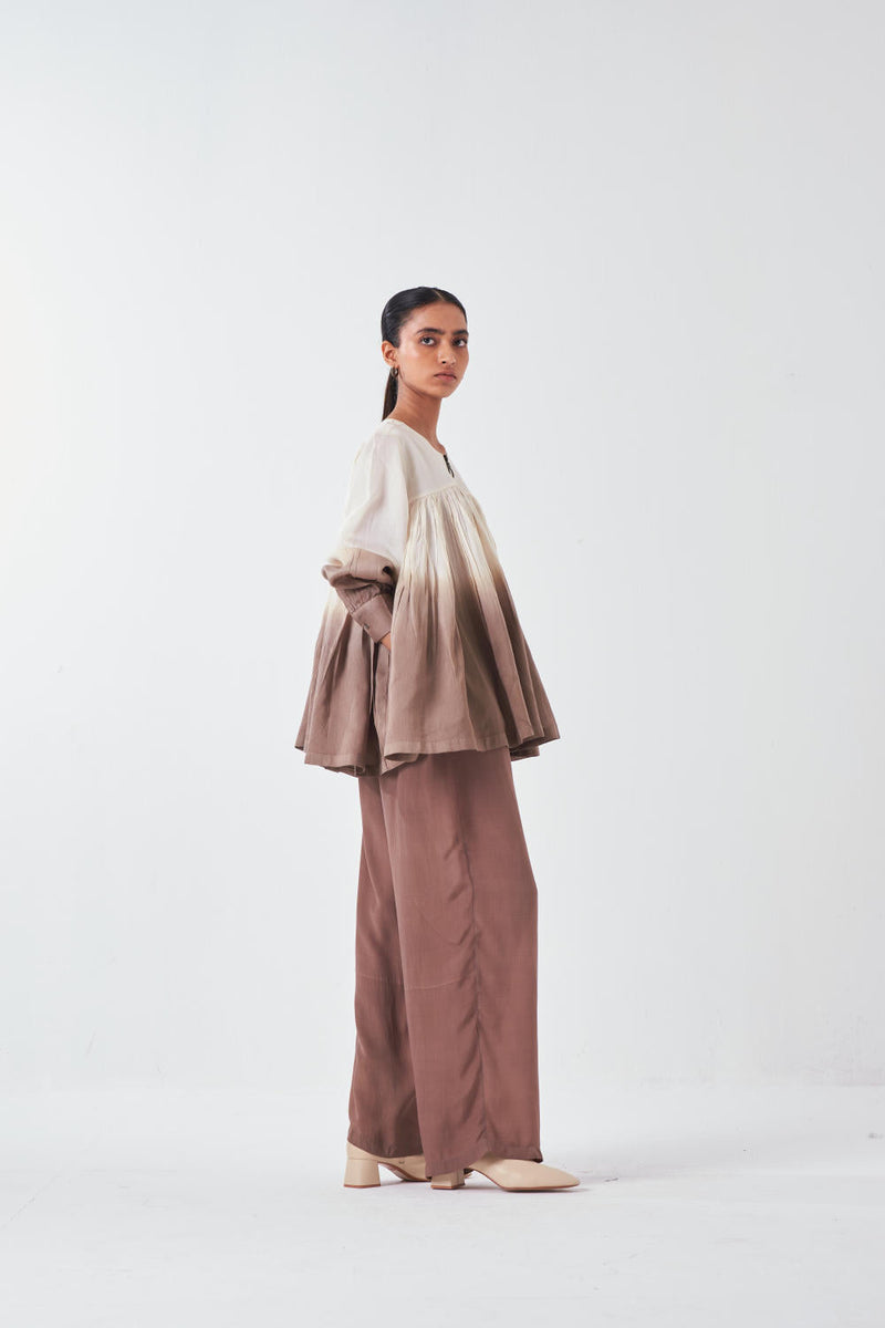 DIP DYE TOP-IVORY/CEADR poplin by THREE for women Worldwide