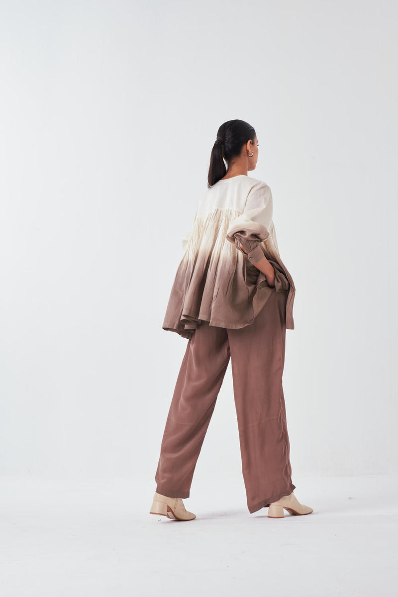 DIP DYE TOP-IVORY/CEADR poplin by THREE for women Worldwide