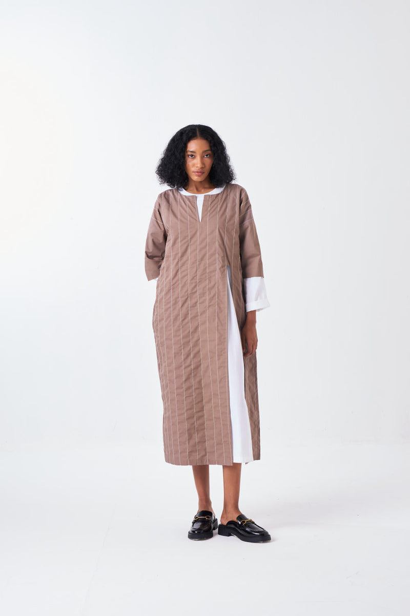 FRONT SLIT TUNIC CO-ORD-CEDAR & WHITE (SET OF 2) poplin by THREE for women Worldwide