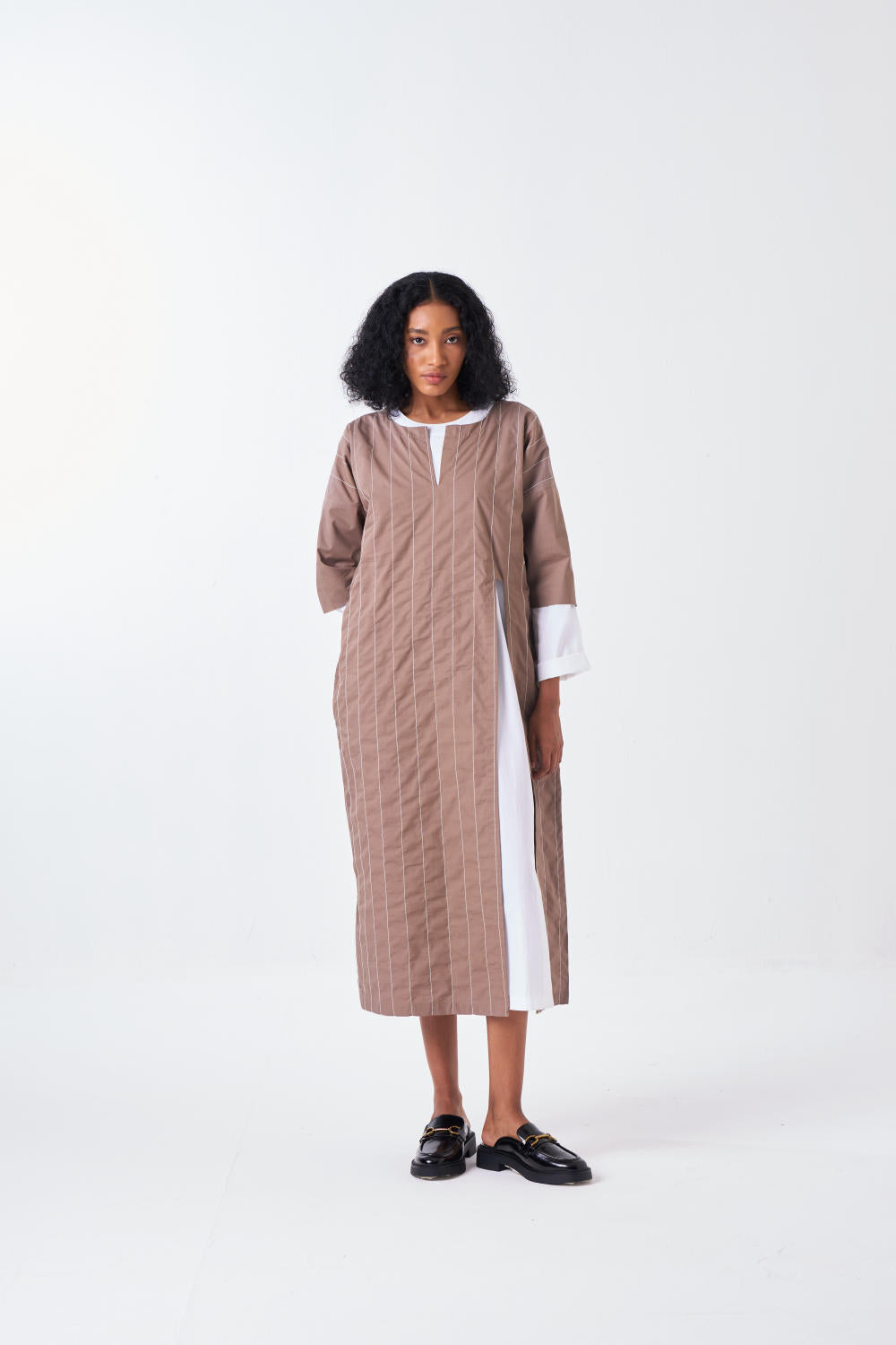 FRONT SLIT TUNIC CO-ORD-CEDAR & WHITE (SET OF 2)