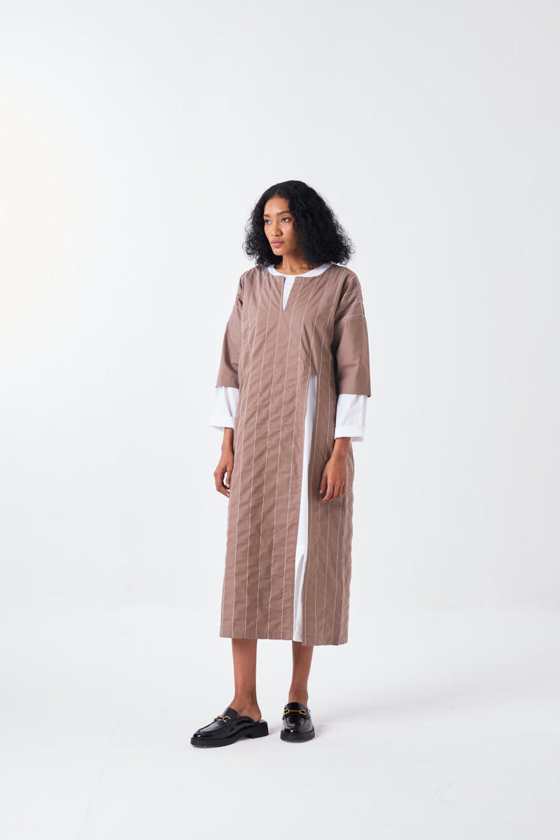 FRONT SLIT TUNIC CO-ORD-CEDAR & WHITE (SET OF 2) poplin by THREE for women Worldwide