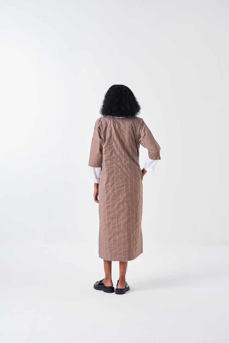 FRONT SLIT TUNIC CO-ORD-CEDAR & WHITE (SET OF 2) poplin by THREE for women Worldwide
