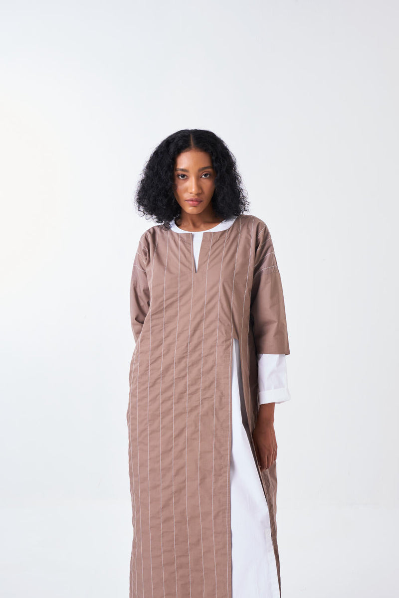 FRONT SLIT TUNIC CO-ORD-CEDAR & WHITE (SET OF 2) poplin by THREE for women Worldwide