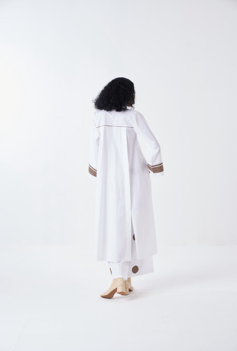 WIDE SLEEVE PANEL SLIT SHIRT-WHITE by THREE for women Worldwide
