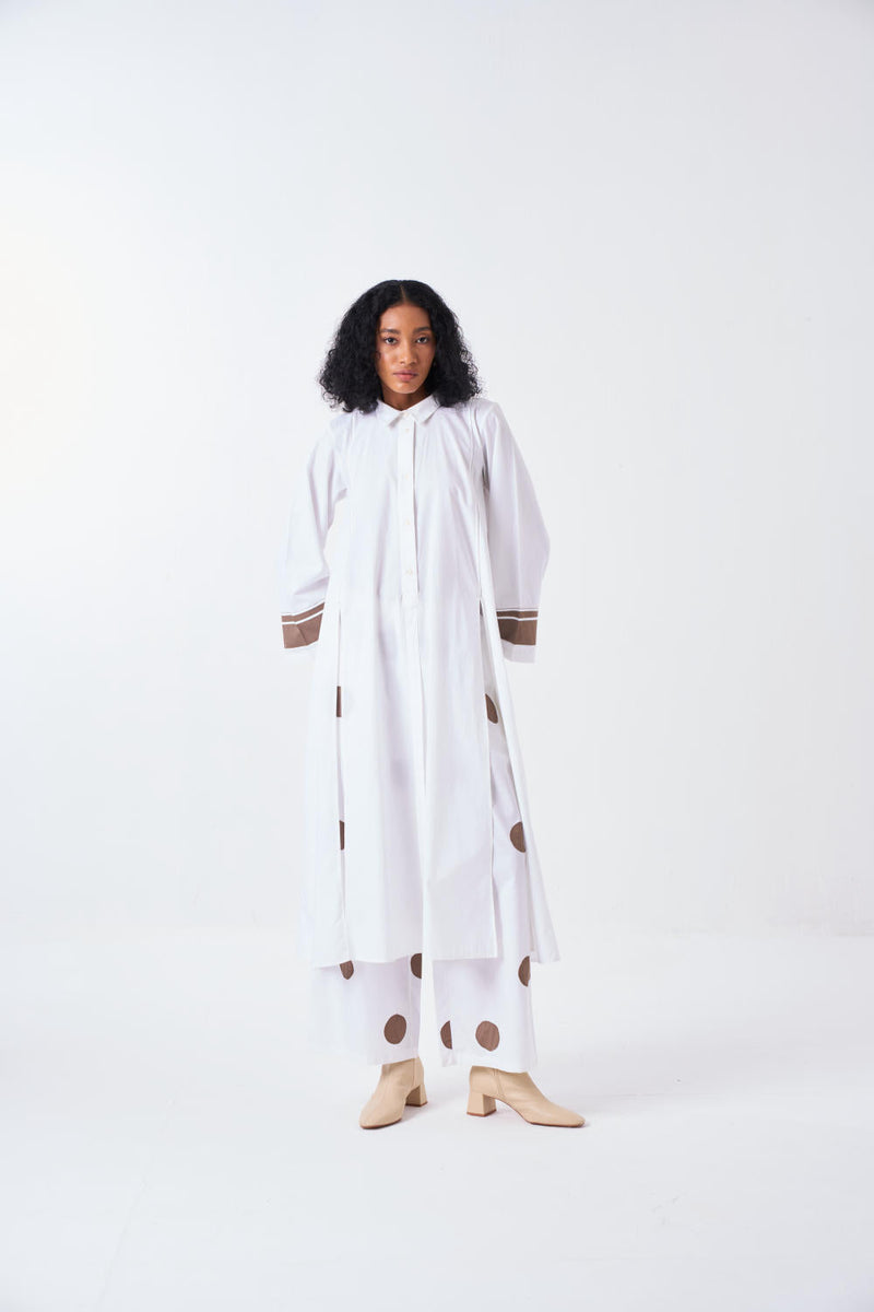 WIDE SLEEVE PANEL SLIT SHIRT-WHITE by THREE for women Worldwide