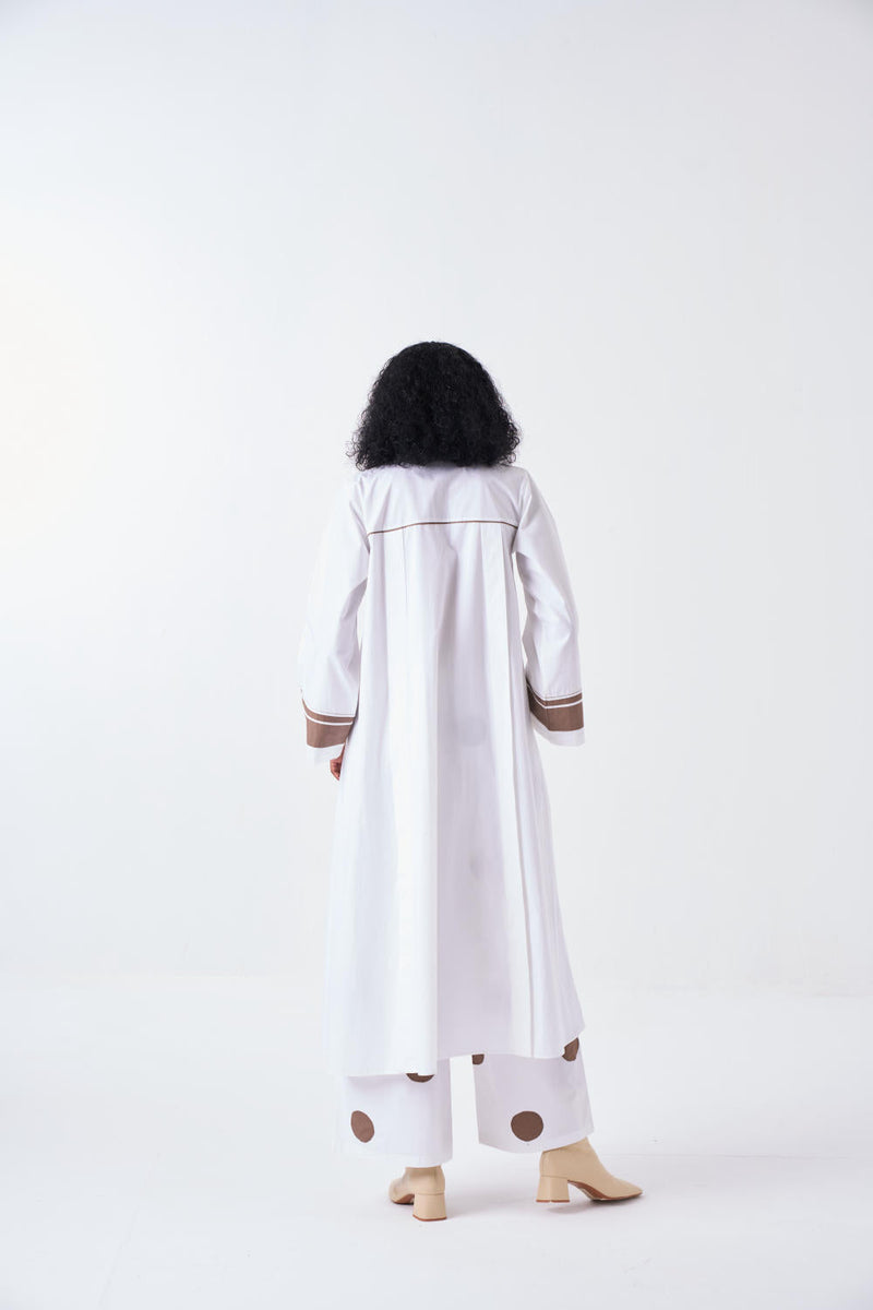 WIDE SLEEVE PANEL SLIT SHIRT-WHITE by THREE for women Worldwide