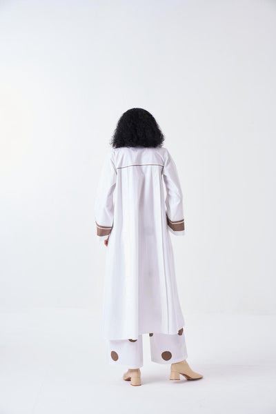 WIDE SLEEVE PANEL SLIT SHIRT-WHITE