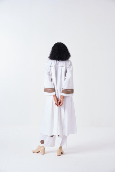 WIDE SLEEVE PANEL SLIT SHIRT-WHITE