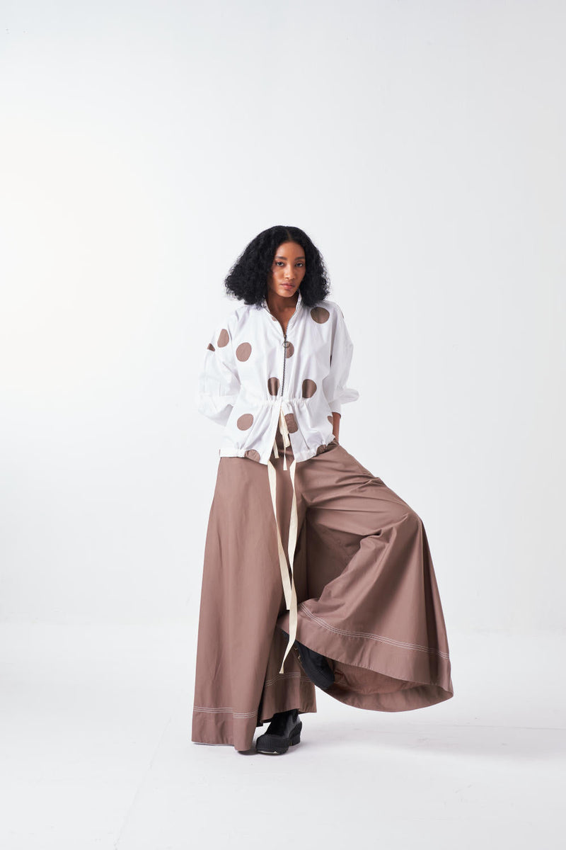 DRAWSTRING TOP-WHITE chanderi by THREE for women Worldwide