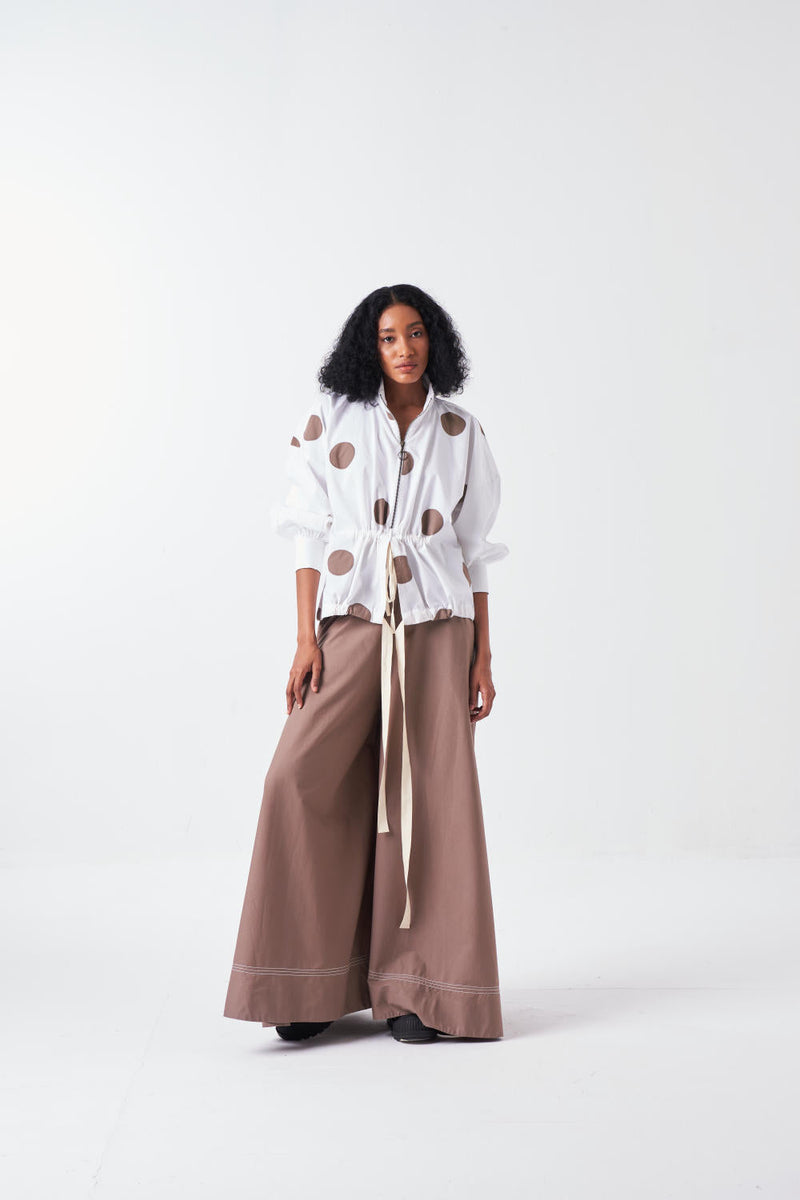 DRAWSTRING TOP-WHITE chanderi by THREE for women Worldwide