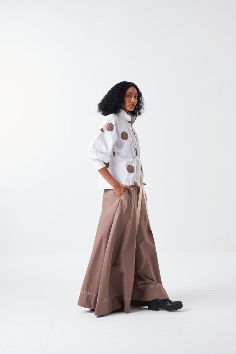 DRAWSTRING TOP-WHITE chanderi by THREE for women Worldwide