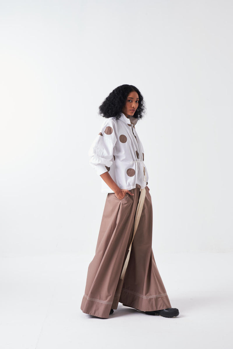 DRAWSTRING TOP-WHITE chanderi by THREE for women Worldwide