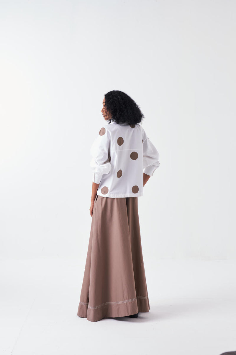 DRAWSTRING TOP-WHITE chanderi by THREE for women Worldwide