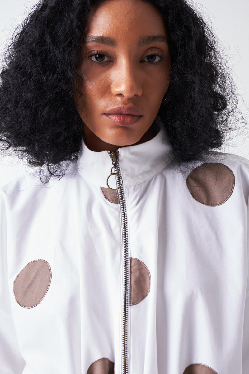 DRAWSTRING TOP-WHITE chanderi by THREE for women Worldwide