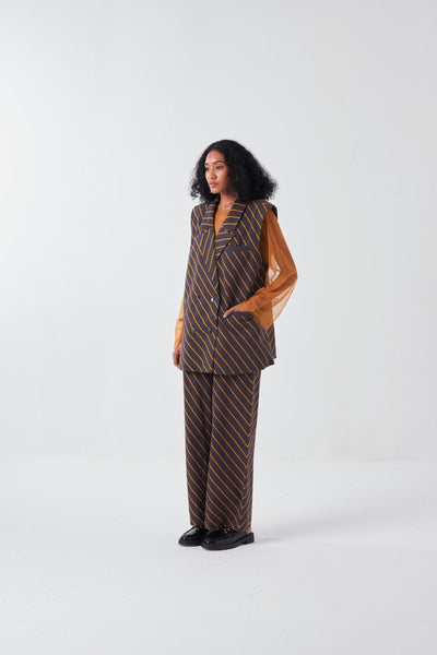 DIAGONAL STRIPE JACKET CO-ORD-CHARCOAL STRIPE (SET OF 2)