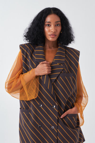 DIAGONAL STRIPE JACKET-CHARCOAL STRIPE