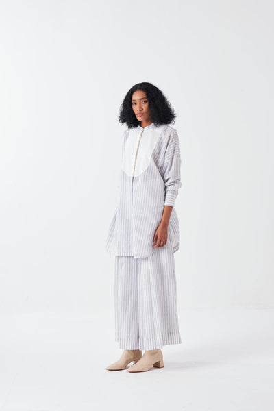 U-YOKE SHIRT CO-ORD: WHITE-BLUE (SET OF 2)