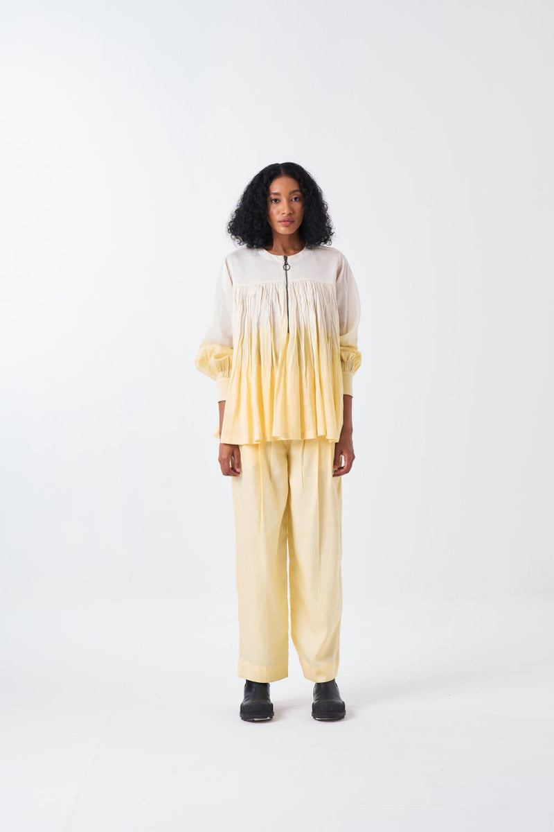 DIP DYE TOP-IVORY/BUTTER poplin by THREE for women Worldwide