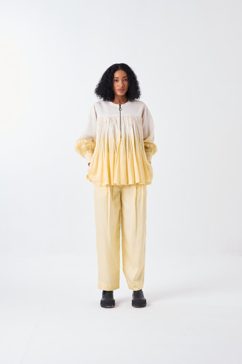 DIP DYE TOP CO-ORD-BUTTER /IVORY (SET OF 2)