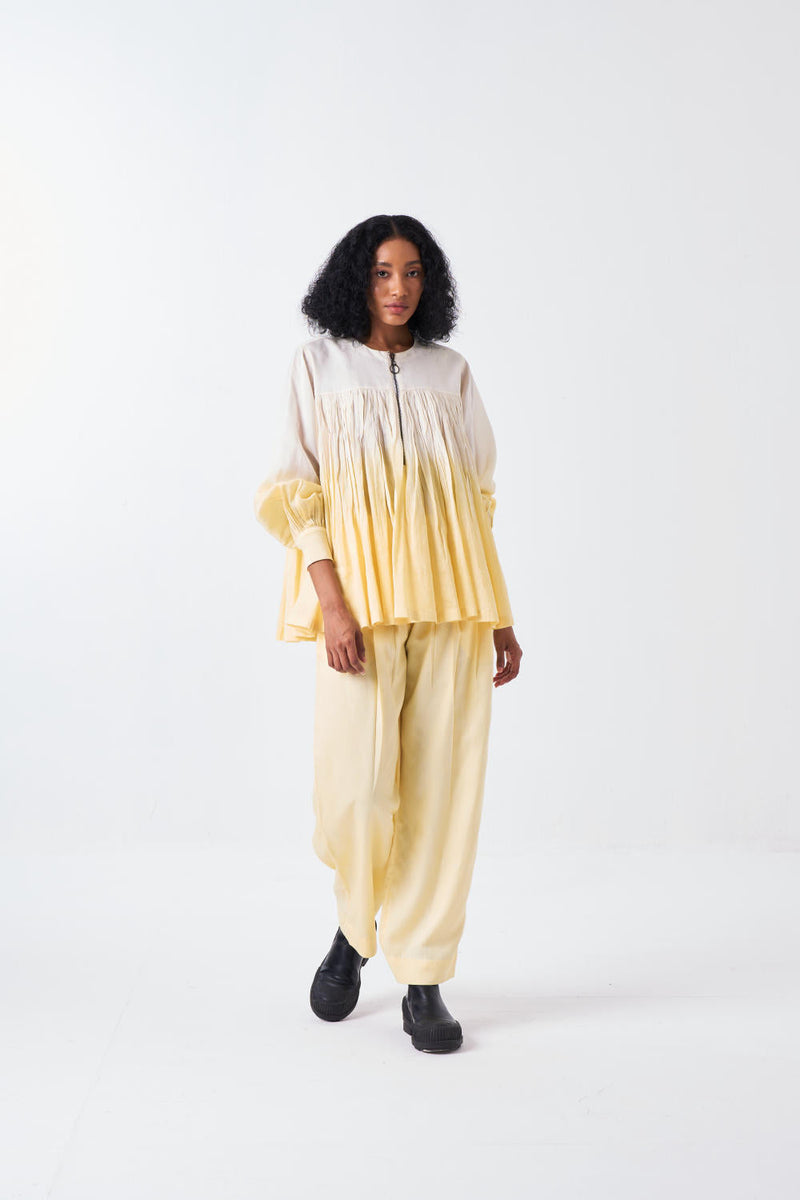 DIP DYE TOP-IVORY/BUTTER poplin by THREE for women Worldwide