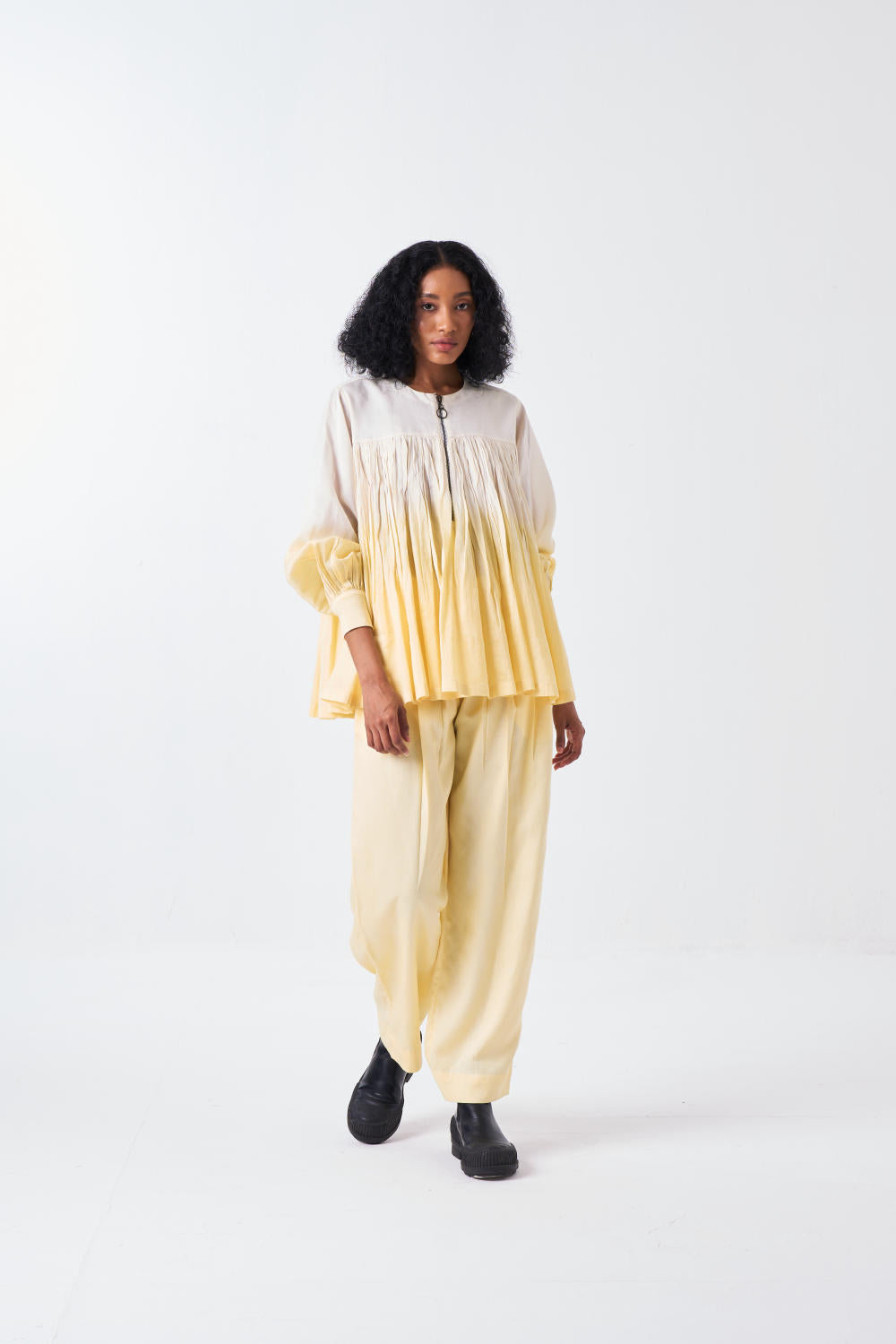 DIP DYE TOP CO-ORD-BUTTER /IVORY (SET OF 2)