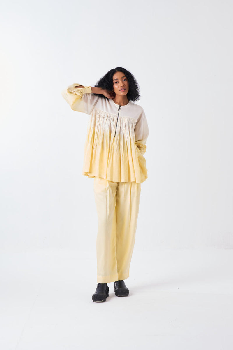 DIP DYE TOP-IVORY/BUTTER poplin by THREE for women Worldwide
