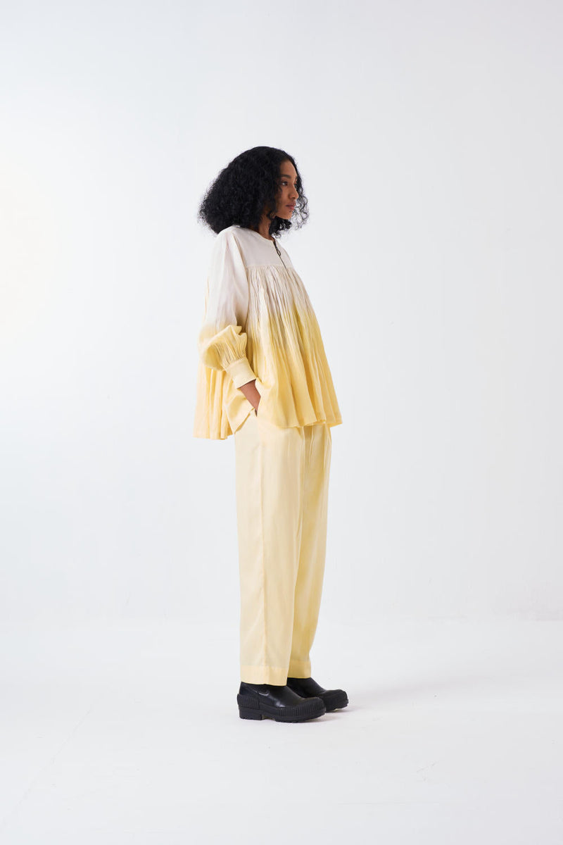DIP DYE TOP-IVORY/BUTTER poplin by THREE for women Worldwide