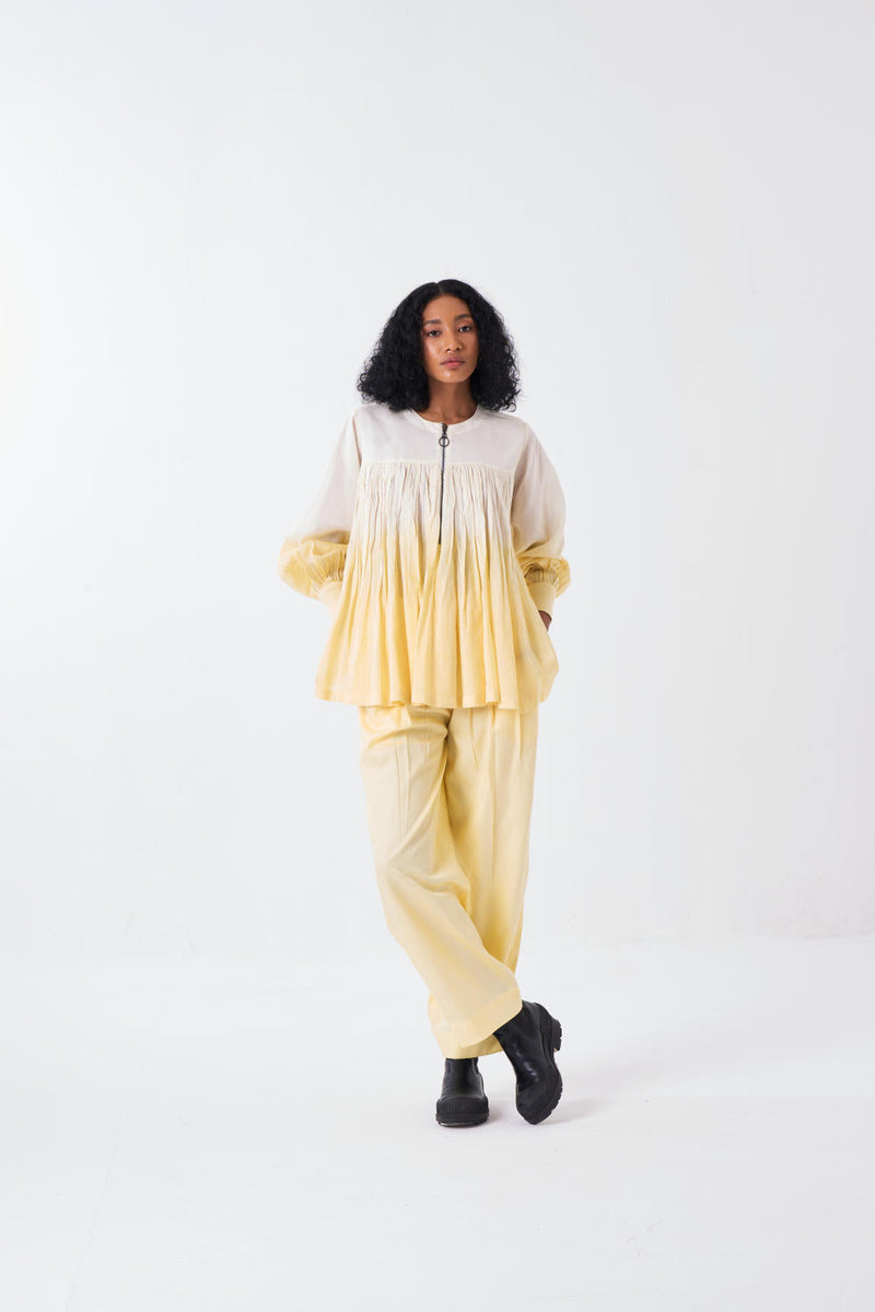 DIP DYE TOP-IVORY/BUTTER poplin by THREE for women Worldwide