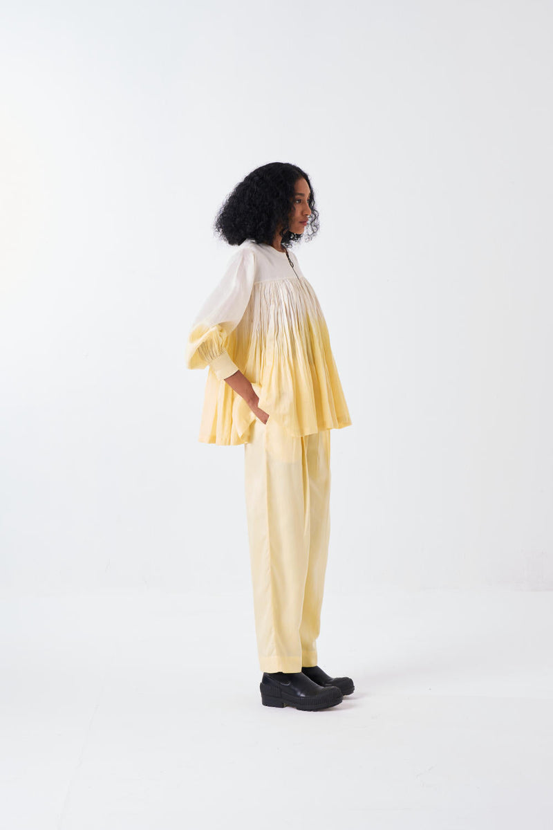 DIP DYE TOP-IVORY/BUTTER poplin by THREE for women Worldwide