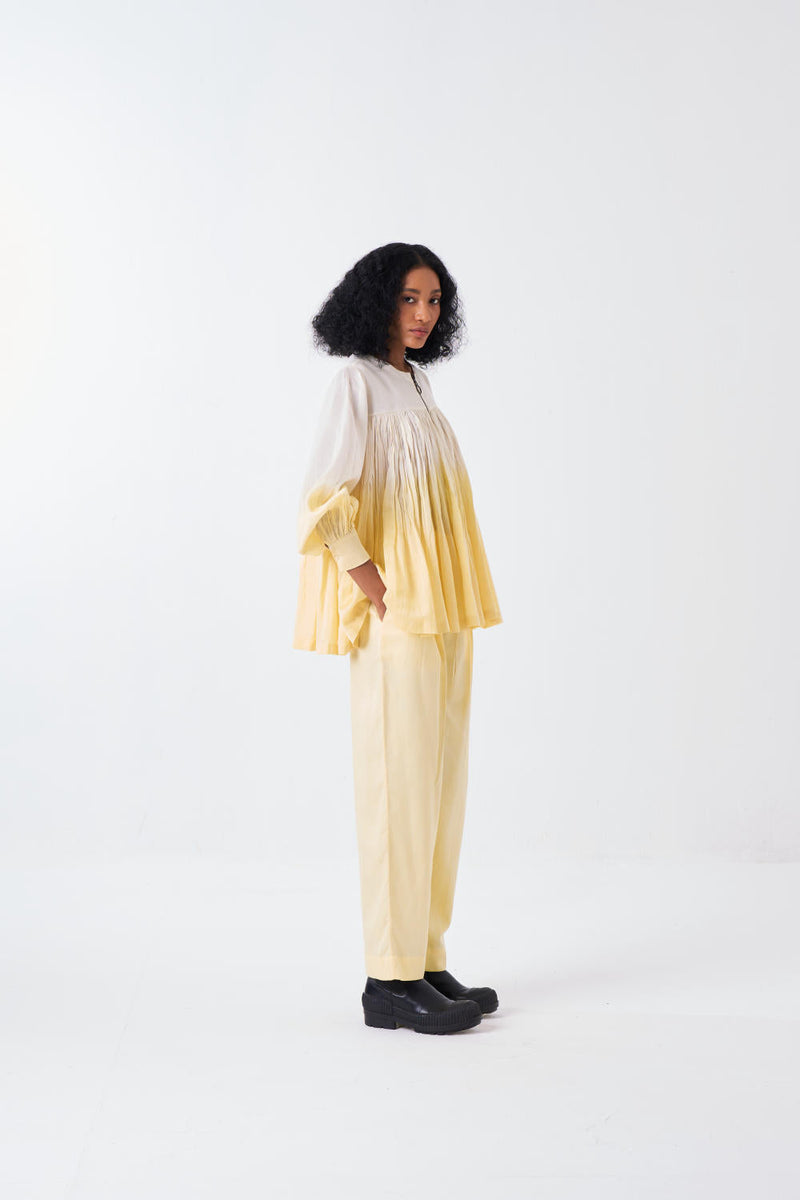 DIP DYE TOP-IVORY/BUTTER poplin by THREE for women Worldwide