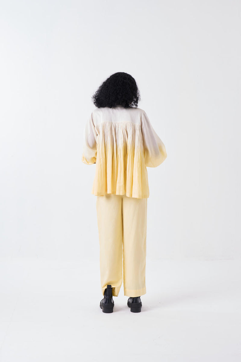 DIP DYE TOP-IVORY/BUTTER poplin by THREE for women Worldwide