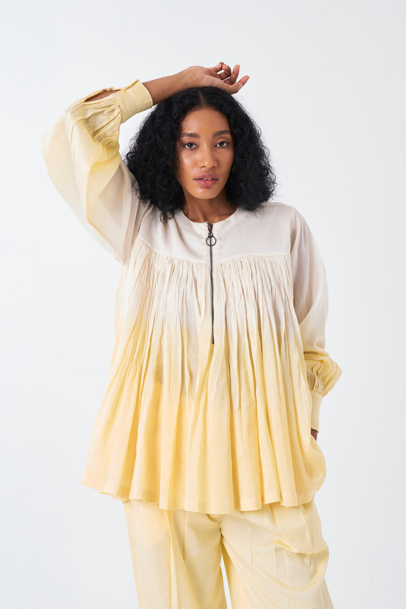 DIP DYE TOP-IVORY/BUTTER poplin by THREE for women Worldwide