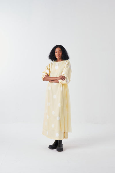 SIDE ELASTIC WAIST DRESS-BUTTER