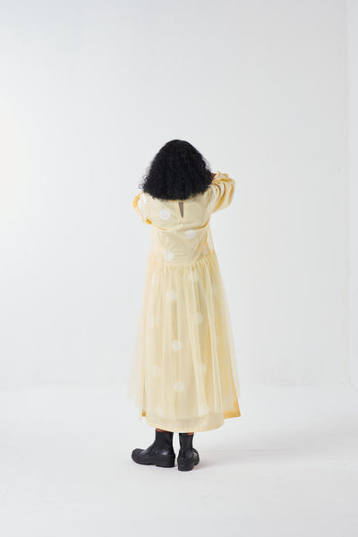 SIDE ELASTIC WAIST DRESS-BUTTER