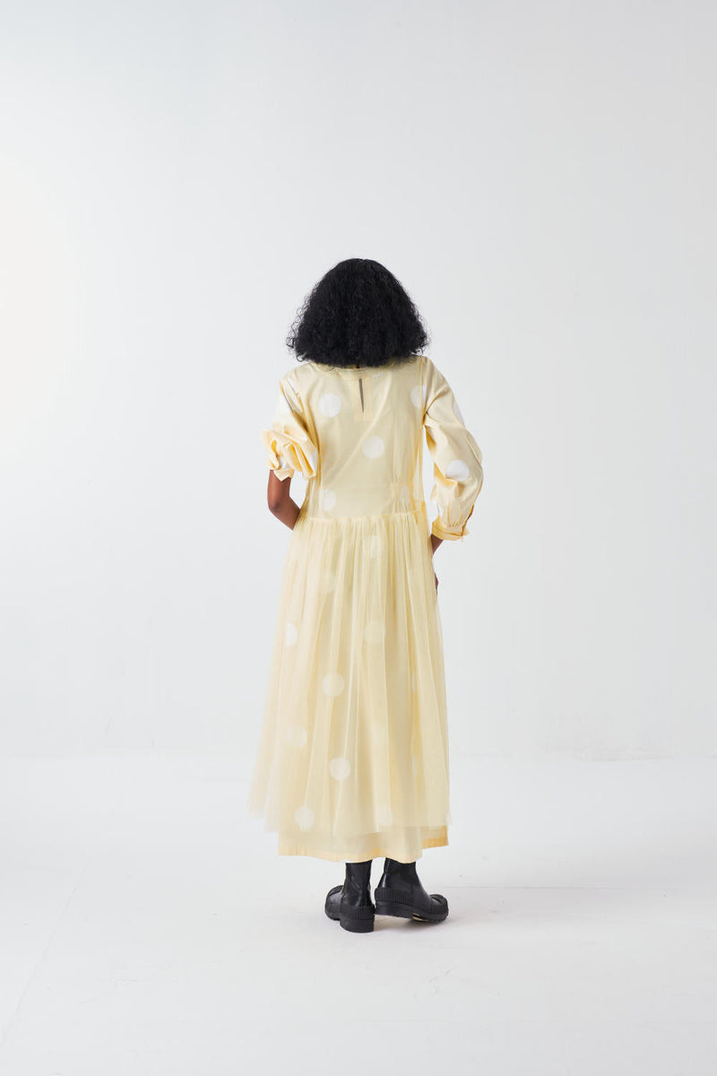 SIDE ELASTIC WAIST DRESS-BUTTER poplin by THREE for women Worldwide