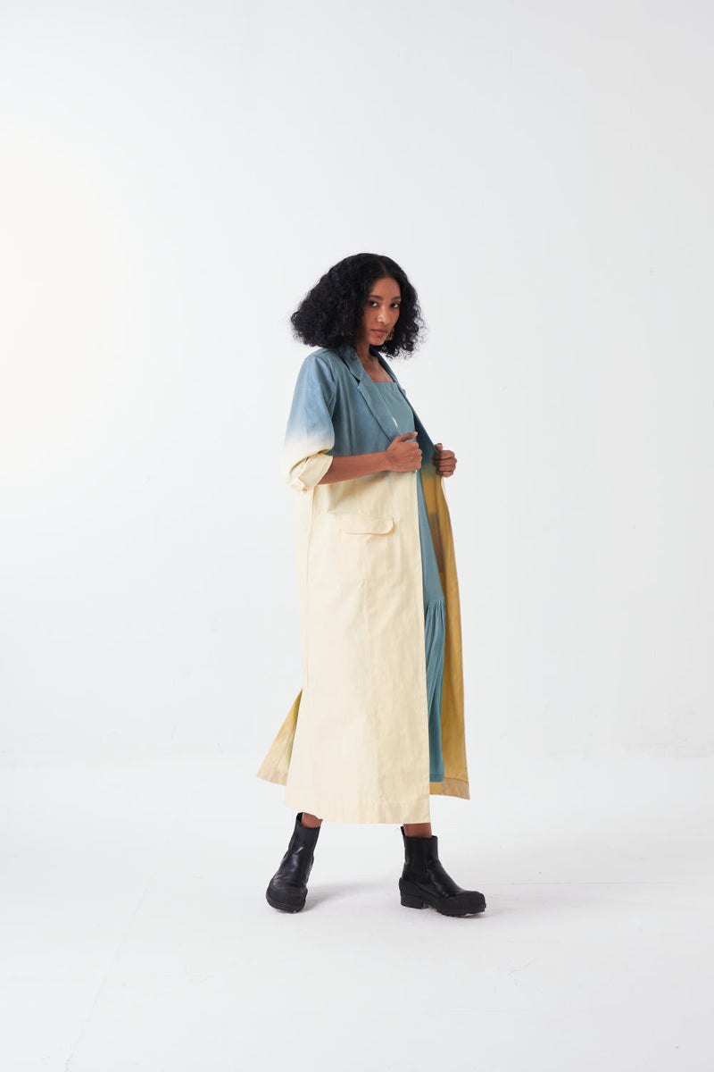 DIP DYE JACKET-NIAGRA BLUE/BUTTER cotton by THREE for women Worldwide