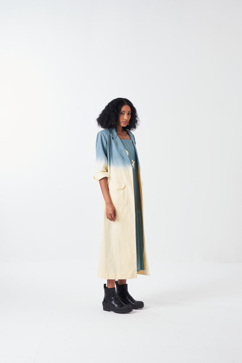 DIP DYE JACKET CO-ORD-BUTTER/NIAGRA BLUE (SET OF 2) poplin by THREE for women Worldwide