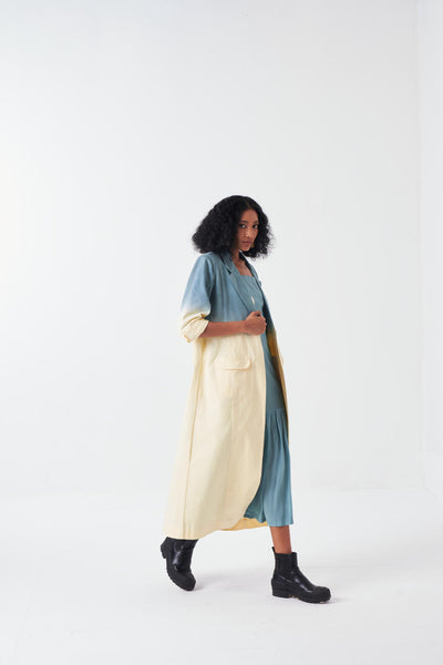 DIP DYE JACKET CO-ORD-BUTTER/NIAGRA BLUE (SET OF 2)