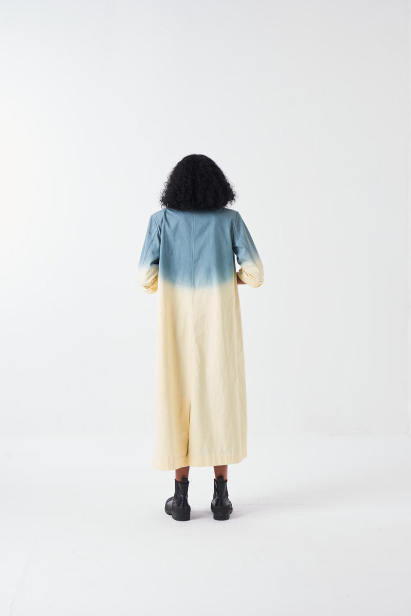 DIP DYE JACKET-NIAGRA BLUE/BUTTER cotton by THREE for women Worldwide