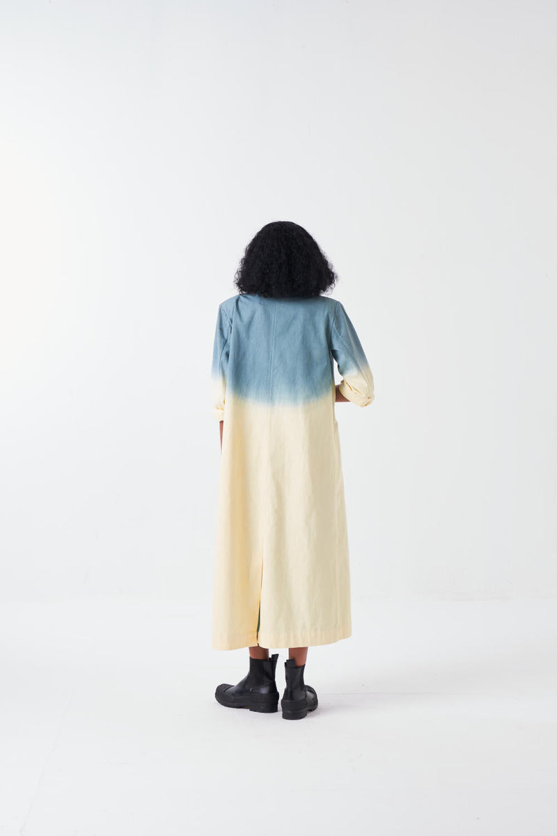 DIP DYE JACKET CO-ORD-BUTTER/NIAGRA BLUE (SET OF 2) poplin by THREE for women Worldwide