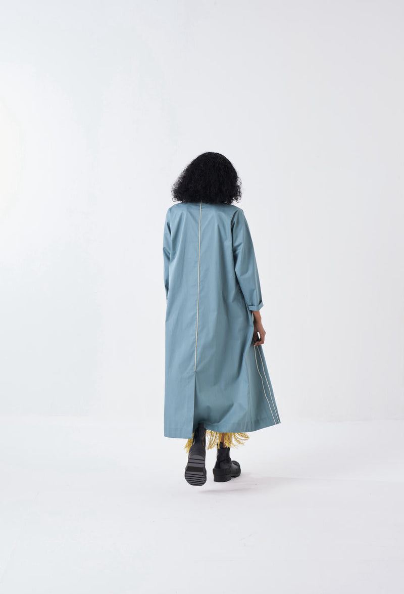 POPPY APPLIQUE JACKET CO-ORD-NIAGRA BLUE & BUTTER (SET OF 2) poplin by THREE for women Worldwide