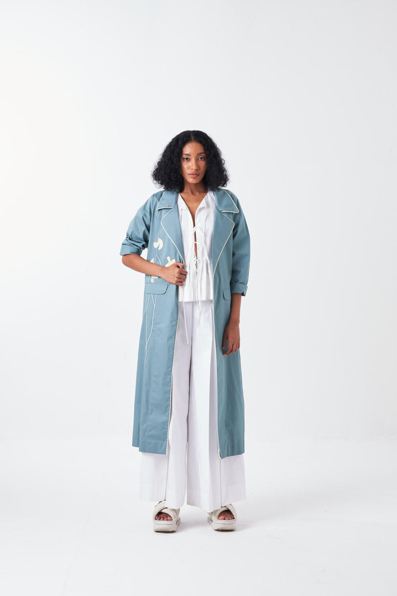 POPPY APPLIQUE JACKET-NIAGRA BLUE twill by THREE for women Worldwide
