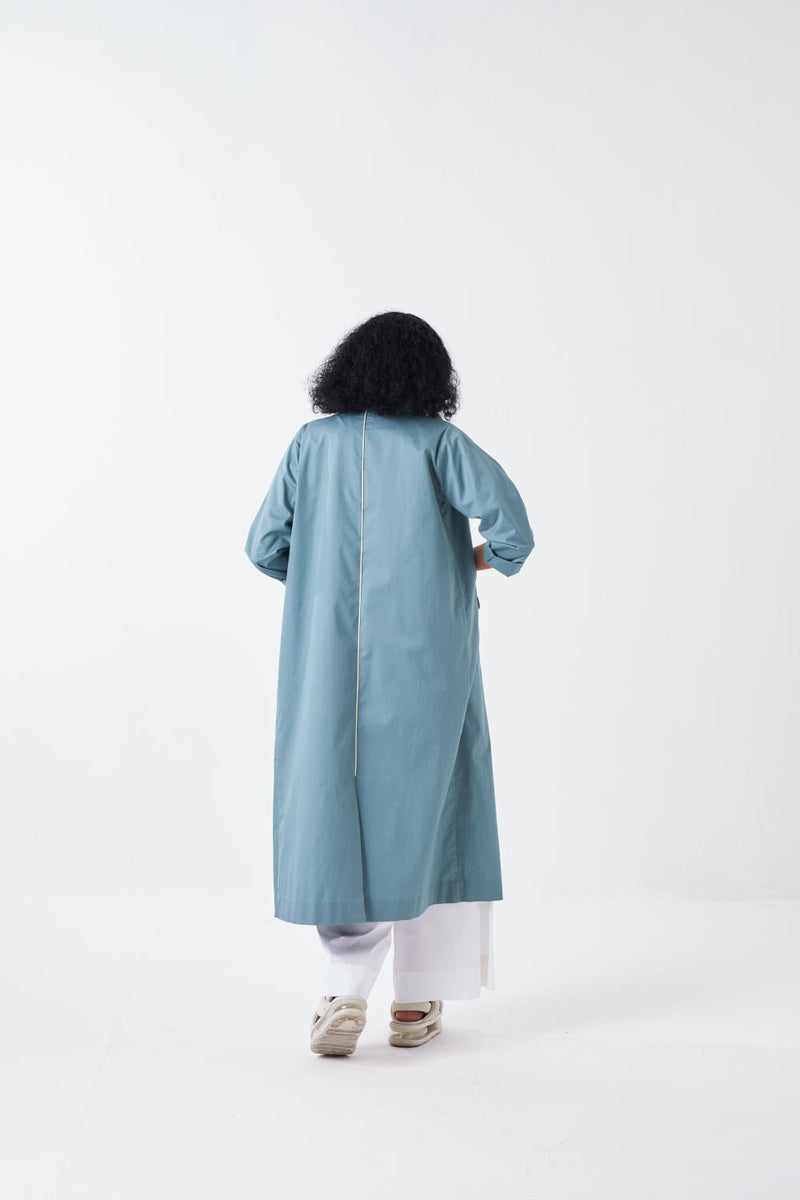 POPPY APPLIQUE JACKET CO-ORD: NIAGRA BLUE & BUTTER (SET OF 3) poplin by THREE for women Worldwide
